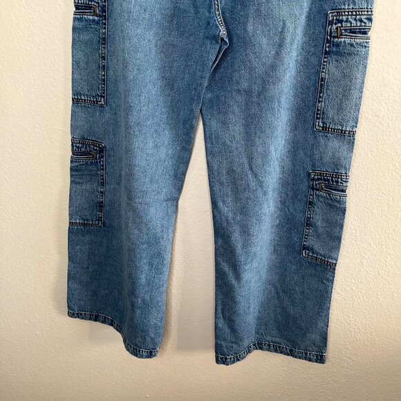 Hudson Womens High-Rise Welt Pocket Wide Leg Cargo jeans Size 33 - Picture 4 of 13